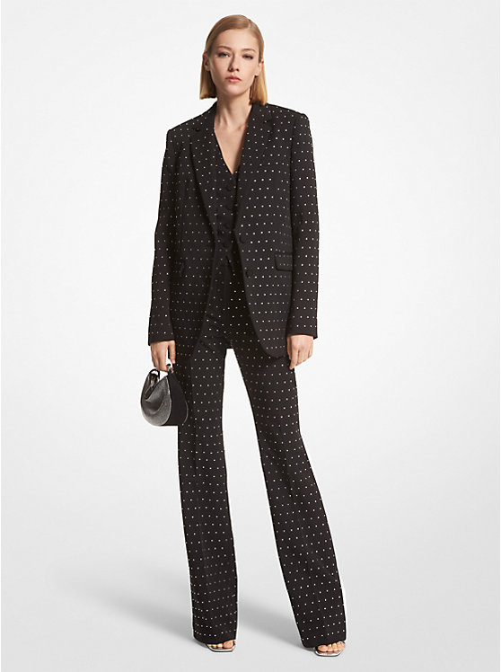 Rhinestud Stretch Crepe Blazer | Michael Kors MH3100C3GZ