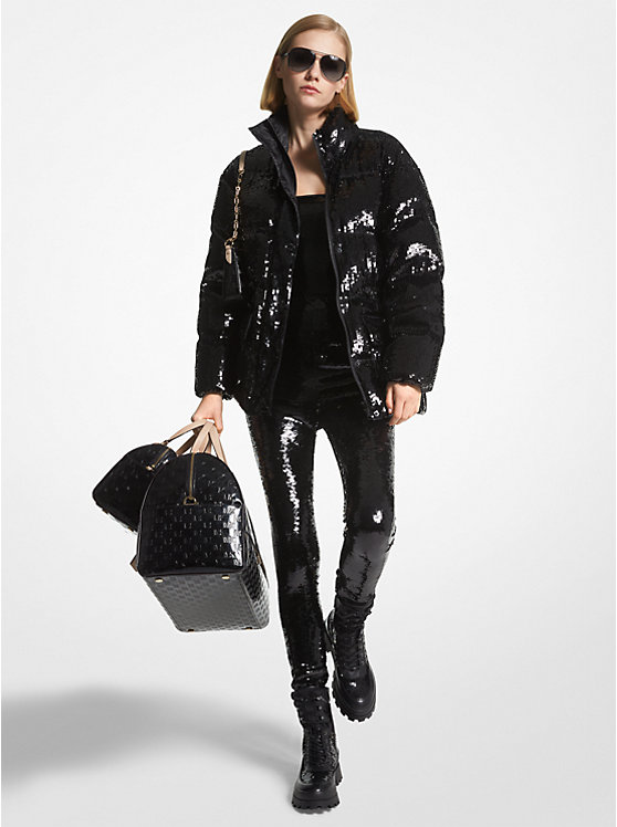 Sequined Ciré Quilted Puffer Jacket | Michael Kors MH320E077T