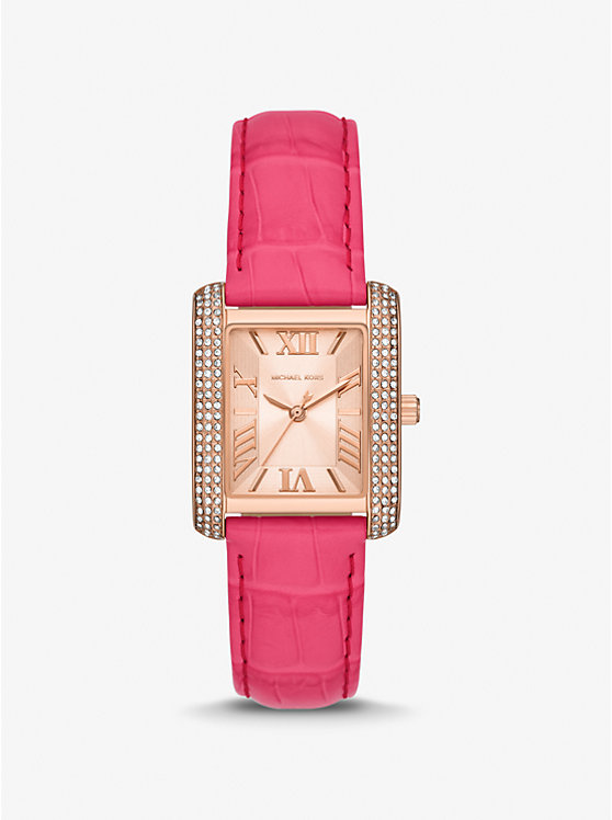 Emery Pavé Rose Gold-Tone and Crocodile Embossed Leather Watch | Michael Kors MK2984