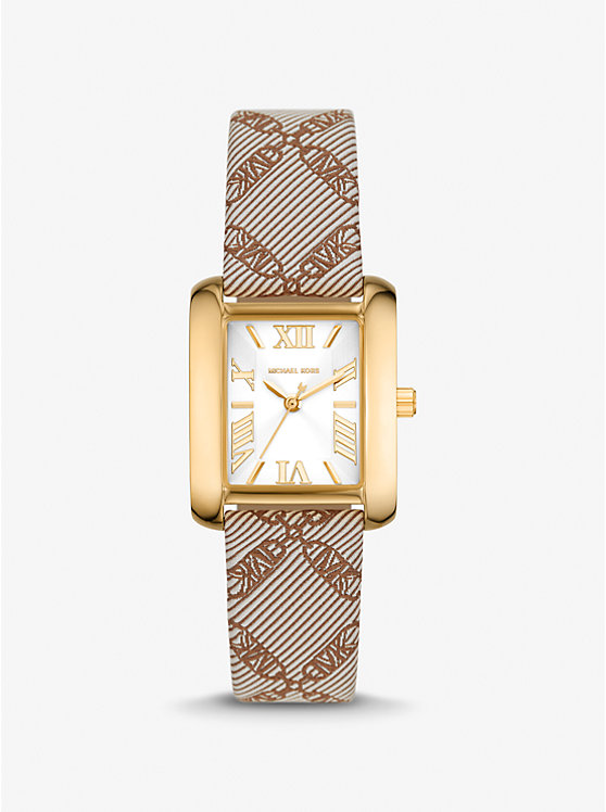 Mini Emery Gold-Tone and Empire Logo Jacquard Watch | Michael Kors MK2990