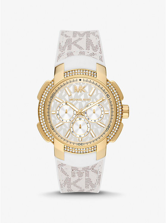 Oversized Sydney Pavé Gold-Tone and Logo Watch | Michael Kors MK7221