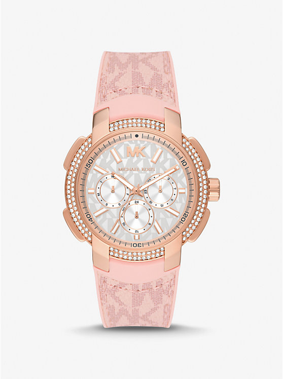 Oversized Sydney Pavé Rose Gold-Tone and Logo Watch | Michael Kors MK7222