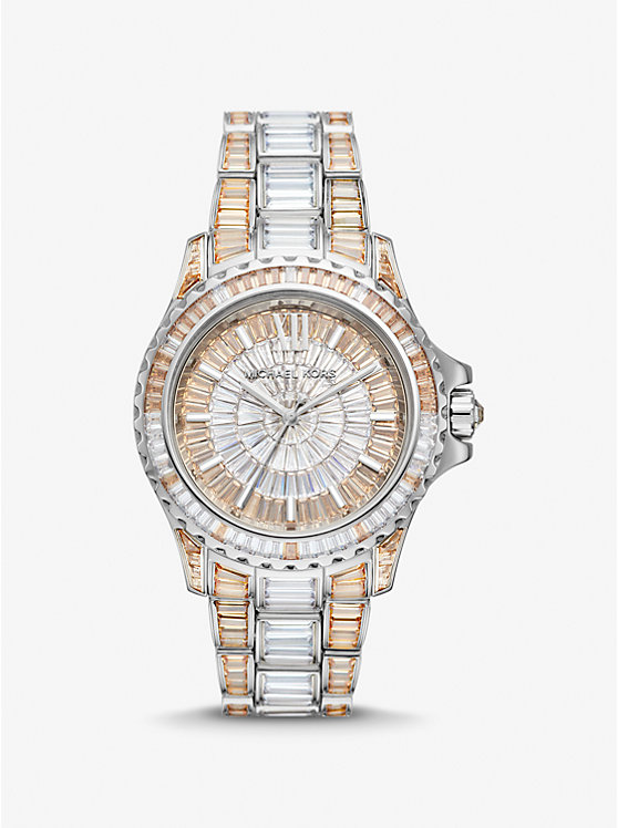 Limited-Edition Oversized Everest Two-Tone Pavé Silver-Tone Watch | Michael Kors MK7287