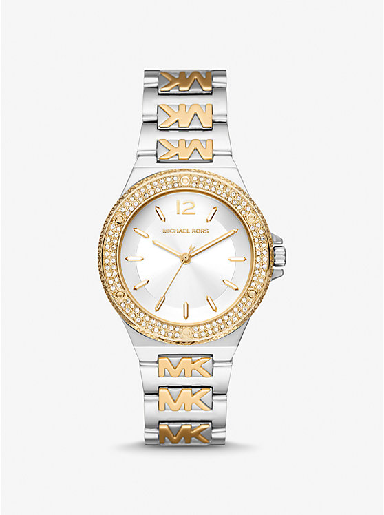 Lennox Pavé Two-Tone Logo Watch | Michael Kors MK7338