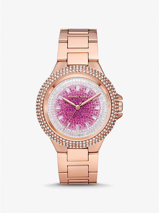 Oversized Camille Ombré Pavé Rose Gold-Tone Watch | Michael Kors MK7340