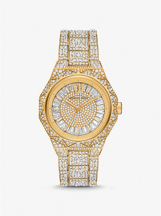 Oversized Raquel Pavé Gold-Tone Watch | Michael Kors MK7398
