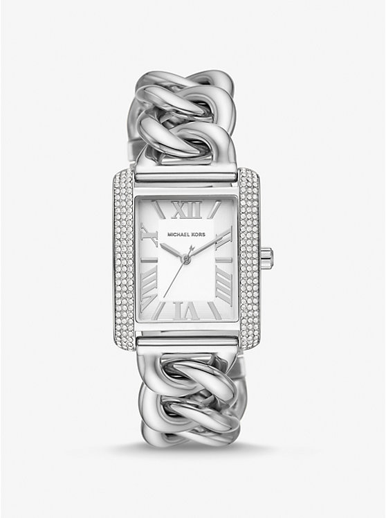 Mini Emery Pavé Silver-Tone Curb Link Watch | Michael Kors MK7438