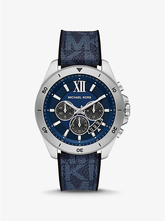 Oversized Brecken Logo and Silver-Tone Watch | Michael Kors MK8923