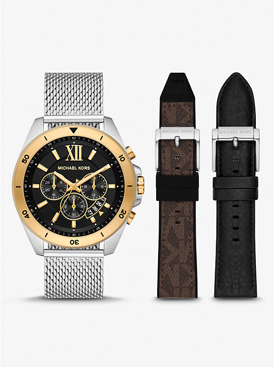Oversized Brecken Two-Tone Mesh Watch Gift Set | Michael Kors MK8961