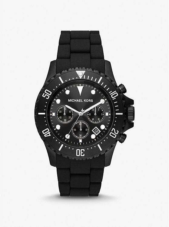 Oversized Everest Black-Tone and Silicone Watch | Michael Kors MK8980
