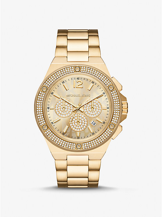 Oversized Lennox Pavé Gold-Tone Watch | Michael Kors MK8989