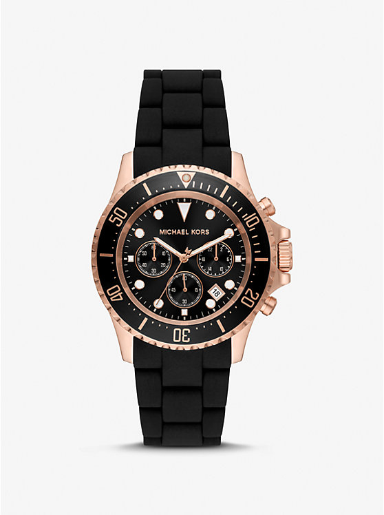 Oversized Everest Rose Gold-Tone and Silicone Watch | Michael Kors MK9055