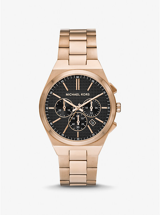 Oversized Lennox Beige Gold-Tone Watch | Michael Kors MK9119