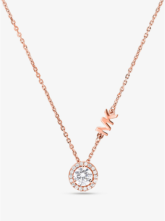 Precious Metal-Plated Sterling Silver Pavé Halo Necklace | Michael Kors MKC1208AN