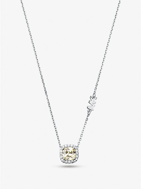 Precious Metal-Plated Sterling Silver Pavé Halo Necklace | Michael Kors MKC1407BJ