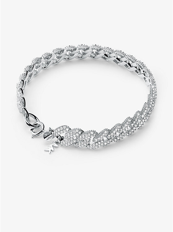 Precious Metal-Plated Sterling Silver Pavé Curb Link Bracelet | Michael Kors MKC1427AN