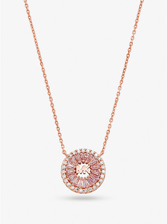Precious Metal-Plated Sterling Silver Pavé Halo Necklace | Michael Kors MKC1634BB