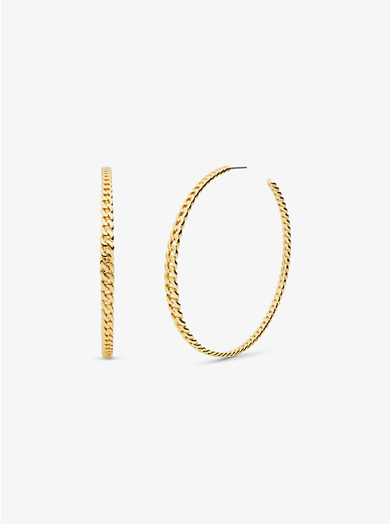 Precious Metal-Plated Brass Curb Link Hoop Earrings | Michael Kors MKJ7782