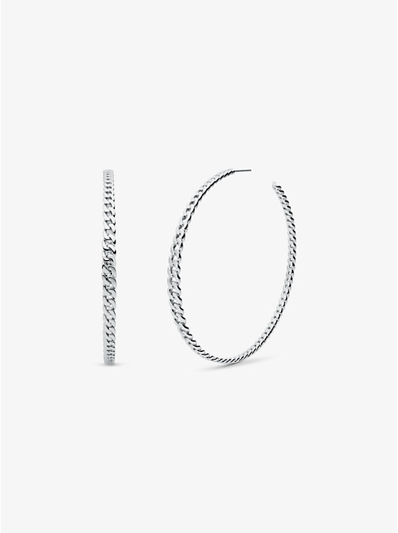 Precious Metal-Plated Brass Curb Link Hoop Earrings | Michael Kors MKJ7783