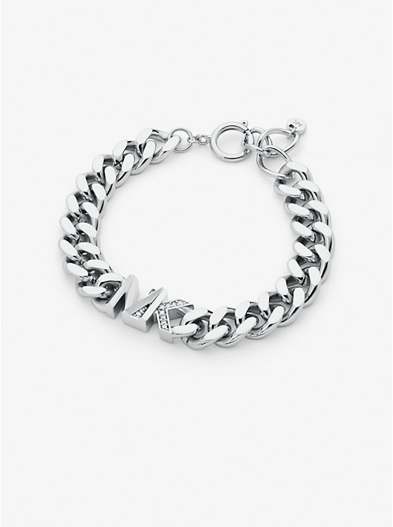 Precious Metal-Plated Brass Pavé Logo Curb Link Bracelet | Michael Kors MKJ7834