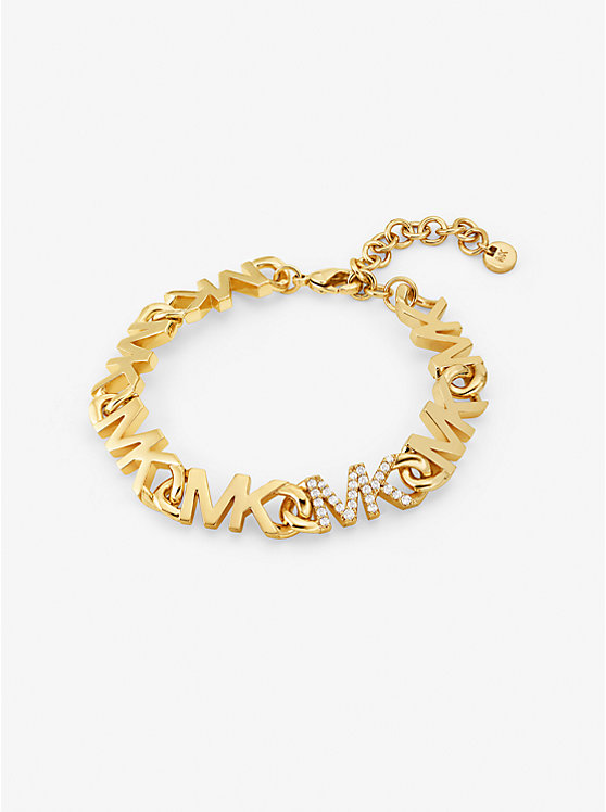 Precious Metal-Plated Brass Pavé Logo Chain Bracelet | Michael Kors MKJ7953