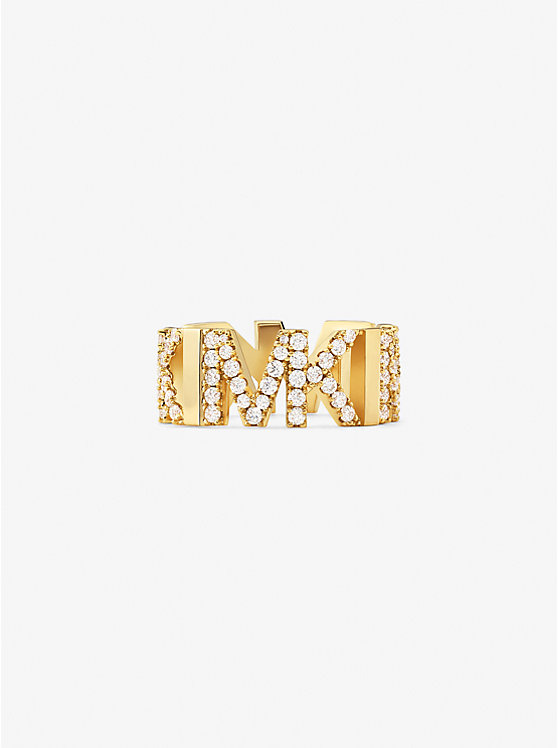 Precious Metal-Plated Brass Pavé Logo Ring | Michael Kors MKJ7961