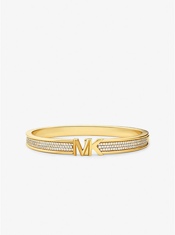 Precious Metal-Plated Brass Pavé Logo Bangle | Michael Kors MKJ7963