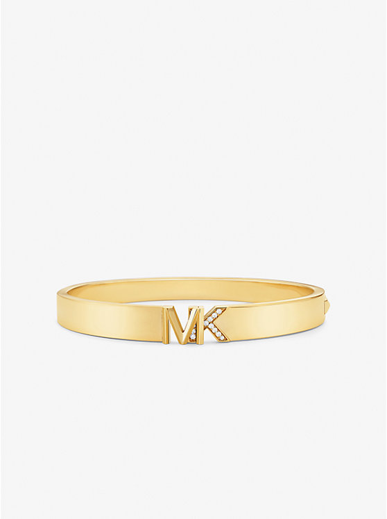 Precious Metal-Plated Brass Pavé Logo Bangle | Michael Kors MKJ7966