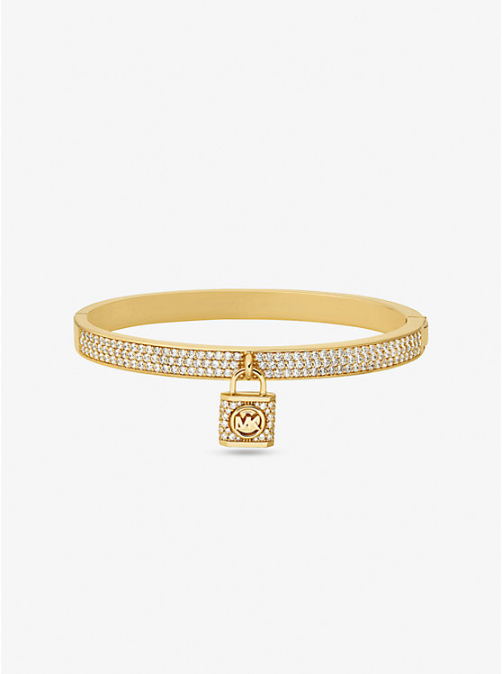 Precious Metal-Plated Brass Pavé Lock Bangle | Michael Kors MKJ8064