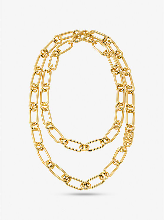 Empire Precious Metal-Plated Brass Double Chain-Link Necklace | Michael Kors MKJ827200