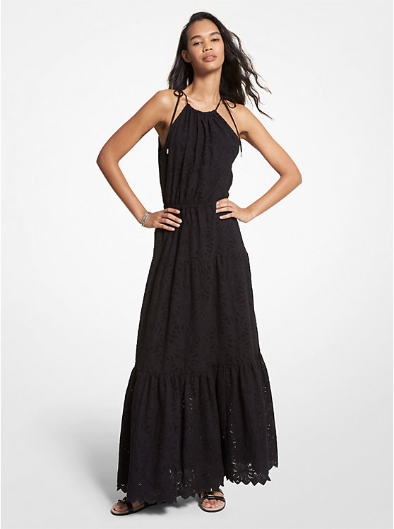 Eyelet Cotton Halter Dress | Michael Kors MS280YZ4MM