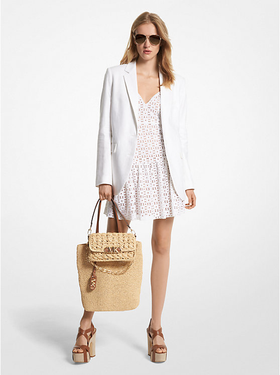 Linen Blend Boyfriend Blazer | Michael Kors MS3100C9BA