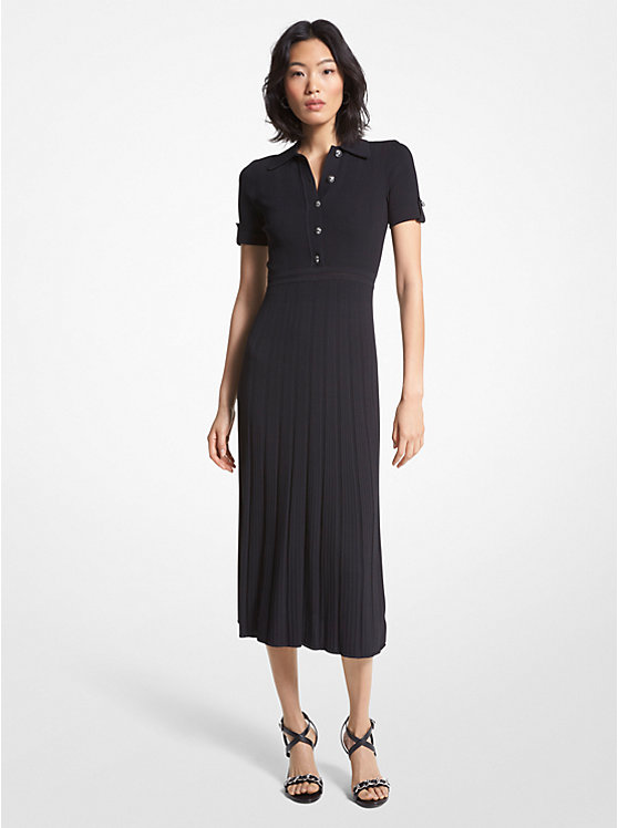 Ribbed Stretch Knit Polo Dress | Michael Kors MS381J75EU