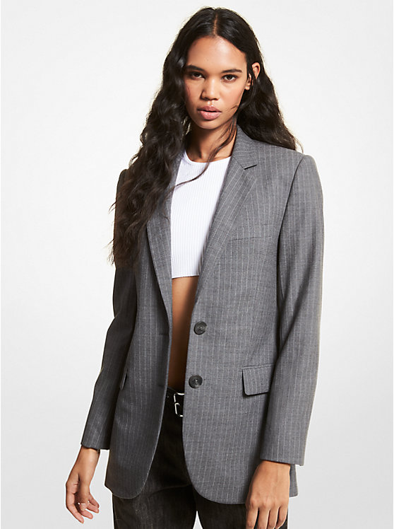 Striped Stretch Wool Boyfriend Blazer | Michael Kors MU1100CESJ